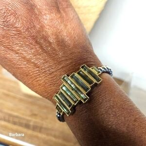 Lucky Brand Abalone Silver-tone Bead Cuff Bracelet